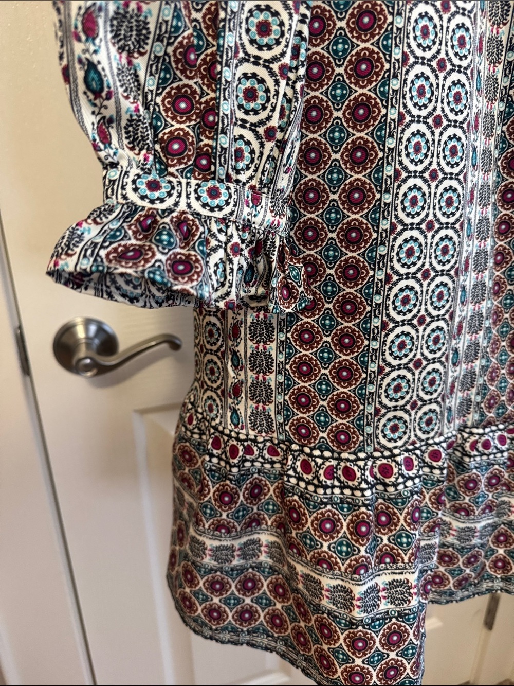 LOFT Multicolor Geometric Floral Button-Up Sheath dress - Picture 3 of 7